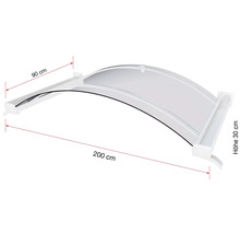 Überdachung mit den Maßen 90 cm x 200 cm x 30 cm.