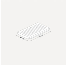 Abbildung einer Duschwanne mit den Maßen 40 mal 69 Zentimeter.