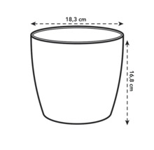 Abbildung eines Pflanzgefäßes mit den Maßen 18,3 cm Breite und 16,8 cm Höhe