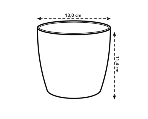 Abbildung eines Pflanzgefäßes mit den Maßen 13,0 cm Durchmesser und 11,4 cm Höhe