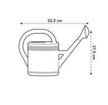 Technische Zeichnung einer Gießkanne mit den Maßen 52,2 cm Breite und 37,5 cm Höhe