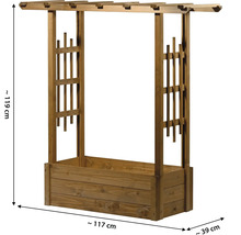 Holz Pflanzkasten mit Rankhilfe, circa 119 cm hoch, circa 117 cm breit und circa 39 cm tief