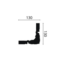 Technische Zeichnung einer Eckleiste mit den Maßen 130 x 130 mm