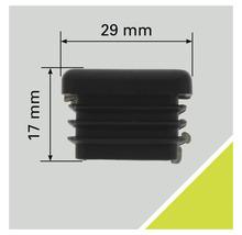 Schutzkappe aus Kunststoff mit den Maßen 29 mal 17 Millimeter