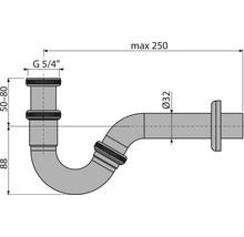Technische Zeichnung eines Siphons mit Maßangaben