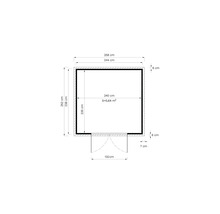 Grundrisszeichnung mit Maßen: 258 cm breit, 252 cm tief, Innenfläche 5,64 Quadratmeter
