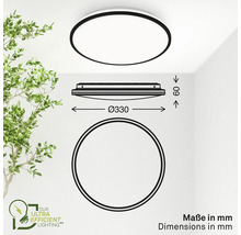Illustration einer runden Deckenleuchte mit Maßangaben in Millimeter