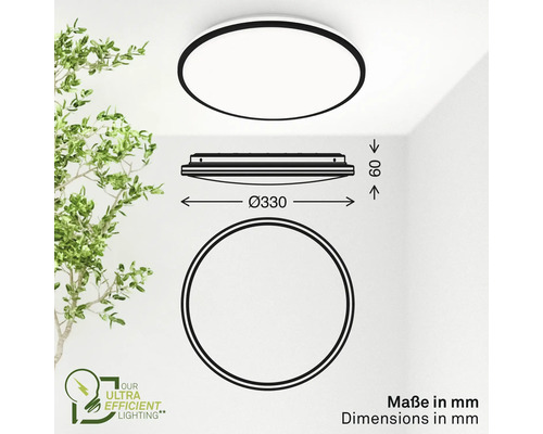 Illustration einer runden Deckenleuchte mit Maßangaben in Millimeter