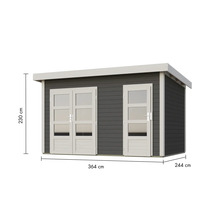 Gartenhaus mit Doppeltür und Einzeltür, Abmessungen 364 x 244 x 230 cm