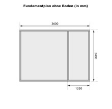 Fundamentplan ohne Boden mit Maßangaben in Millimeter