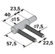 Technische Zeichnung eines Möbelverbinders mit Maßangaben