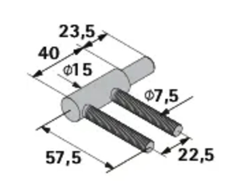 Technische Zeichnung eines Möbelverbinders mit Maßangaben