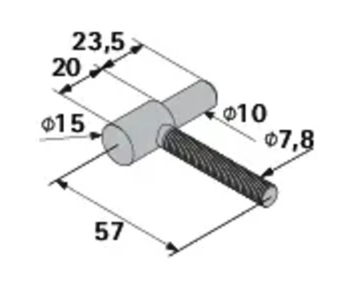 Technische Zeichnung eines Möbelgriffs mit Maßangaben