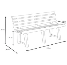 Skizze einer Gartenbank mit Maßangaben