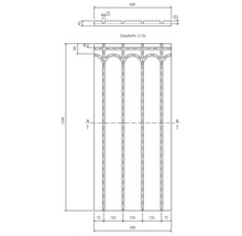 Technische Zeichnung einer Dekorplatte mit Abmessungen