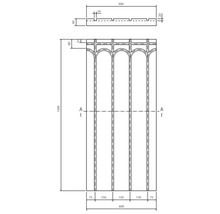 Technische Zeichnung eines Bauelements mit Maßangaben