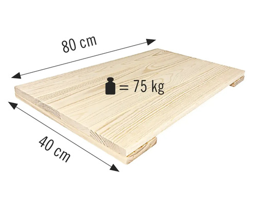 Holzplatte, 80 x 40 Zentimeter, Tragfähigkeit 75 Kilogramm