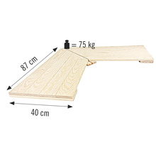 Holzbauteil mit den Maßen 87 cm x 40 cm, Belastbarkeit 75 kg