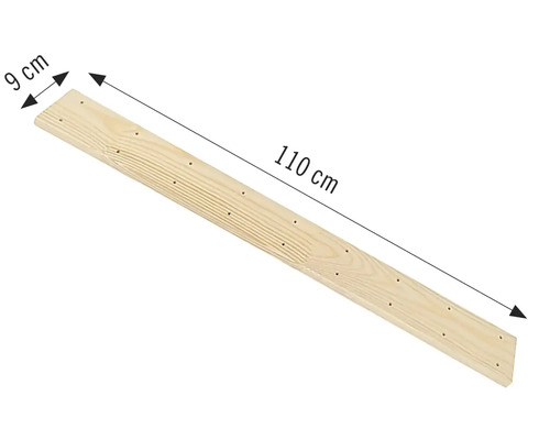 Holzbrett mit den Maßen 110 mal 9 Zentimeter