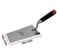 Maurerkelle mit einer Länge von 160 mm und einer Breite von 100 mm.