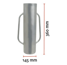 Pfostenramme mit einer Länge von 360 mm und einem Durchmesser von 145 mm