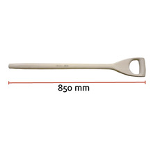 Spatengriff aus Holz mit D-Griff und einer Länge von 850 Millimetern.