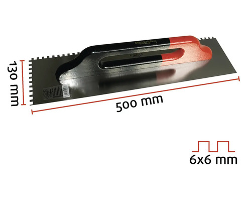 Maurerlob Zahnkelle, 500 x 130 Millimeter, 6x6 Millimeter Zahnung