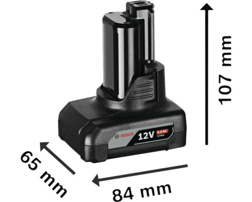 Bosch Akku 12 Volt mit Abmessungen