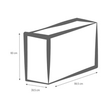Abbildung mit Maßangaben: Höhe 60 cm, Tiefe 39,5 cm, Länge 99,5 cm