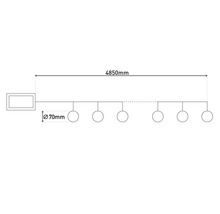 Technische Zeichnung einer Leuchte mit den Maßen 4850 mm Länge und 70 mm Durchmesser.