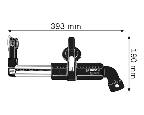 Bosch GDE 16 Staubabsaugung Maße 393 mal 190 Millimeter