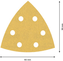 Dreieckschleifpapier mit sechs Löchern, 93 Millimeter