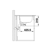 Technische Zeichnung eines Spülbeckens mit Maßangaben