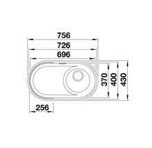 Technische Zeichnung eines Waschtisches mit Maßangaben