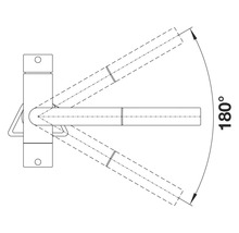 Illustration eines Metallbauteils mit einem Schwenkbereich von 180 Grad