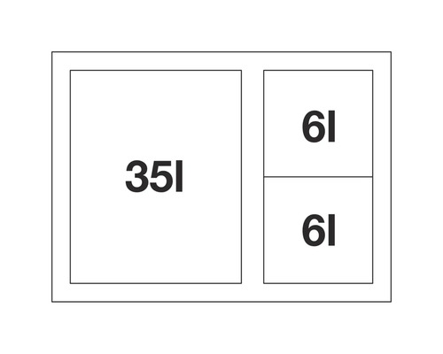 Spülenplan mit einem 35 Liter Becken und zwei 6 Liter Becken