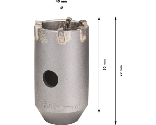 Bohrkrone mit 40 mm Durchmesser und 72 mm Länge