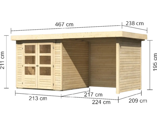 Abmessungen eines Gartenhauses aus Holz
