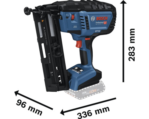 Bosch Professional Akku-Nagler, Bosch Professional Logo, 283 Millimeter hoch, 336 Millimeter lang, 96 Millimeter breit.