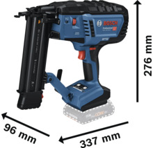 Bosch Professional Akku-Nagler GNH 18 Volt-50 M mit Abmessungen 276 Millimeter Höhe, 337 Millimeter Länge und 96 Millimeter Breite.