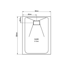 Technische Zeichnung einer Duschtasse mit Maßangaben: 1200 Millimeter Länge, 900 Millimeter Breite, 200 Millimeter Höhe, 450 Millimeter bis zum Ablauf, Innentiefe 0 bis 15 Millimeter