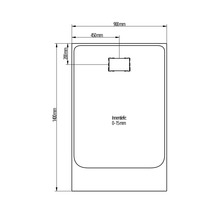 Technische Zeichnung einer Duschwanne mit den Maßen 1400 mm Länge und 900 mm Breite.