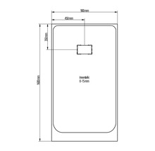 Technische Zeichnung einer Duschwanne mit Maßangaben 900 x 1600 Millimeter