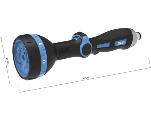 Gartenspritze mit einem Durchmesser von 6,7 Zentimetern und einer Länge von 25,4 Zentimetern.