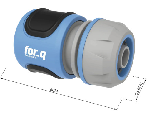 For-q Logo Kupplungsstück für Gartenschläuche, 6 cm Länge