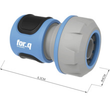 Gartenschlauchverbinder mit den Maßen 6,3 cm Länge und 4 cm Durchmesser