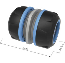 Rohrverbinder mit den Maßen 5,6 cm Länge und 4,7 cm Durchmesser