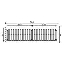 Technische Zeichnung eines Gartentores mit Maßangaben
