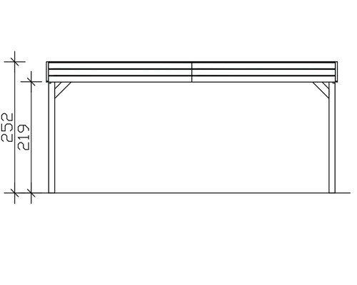 Technische Zeichnung eines Carports mit Höhenangaben