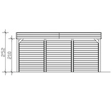 Illustration eines Holzunterstandes mit Höhenangabe